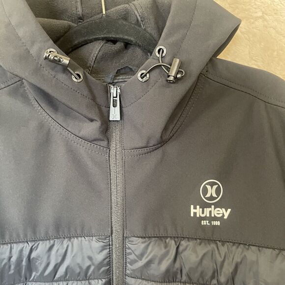 Men's Hurley 3 Layer Fabric‎ Tech Wind Resistant Jacket Black Sz Medium - Picture 10 of 13